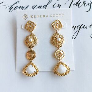 Kendra Scott Brielle Gold Ivory Mother-of-Pearl Linear Earrings